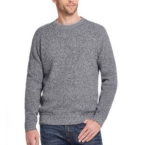 Weatherproof Mens Crew Neck Knit Sweater in Navy White Twist Size Medium